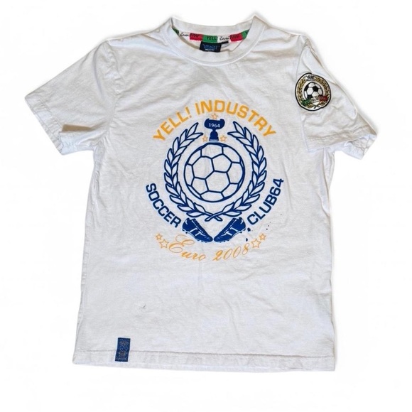 Yell industry White Italian soccer tee. Small - Picture 1 of 6